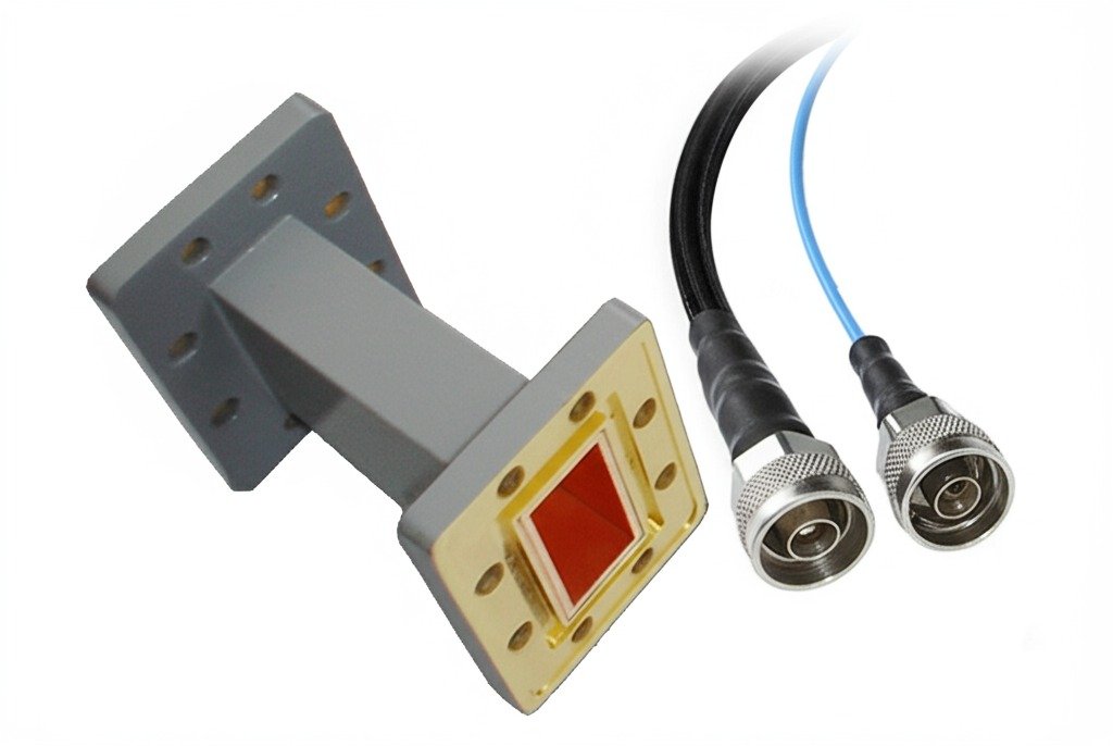 Waveguide and Coaxial Cable side-by-side